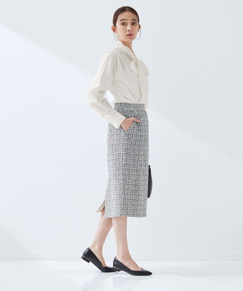 green label relaxing（グリーンレーベルリラクシング）の「［size SHORTあり］ボウタイ ギャザー ブラウス（シャツ/ブラウス・レディース・ホワイト/ライトブルー・SHORT/FREE）」の6枚目の写真