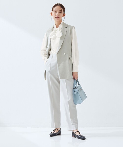 green label relaxing（グリーンレーベルリラクシング）の「［size SHORTあり］ボウタイ ギャザー ブラウス（シャツ/ブラウス・レディース・ホワイト/ライトブルー・SHORT/FREE）」の15枚目の写真