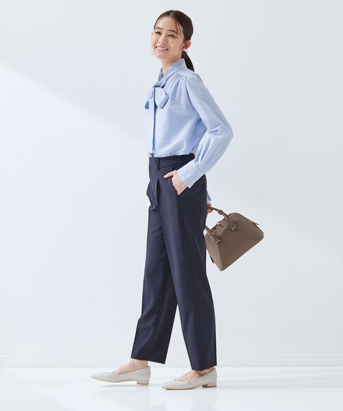 green label relaxing（グリーンレーベルリラクシング）の「［size SHORTあり］ボウタイ ギャザー ブラウス（シャツ/ブラウス・レディース・ホワイト/ライトブルー・SHORT/FREE）」の18枚目の写真