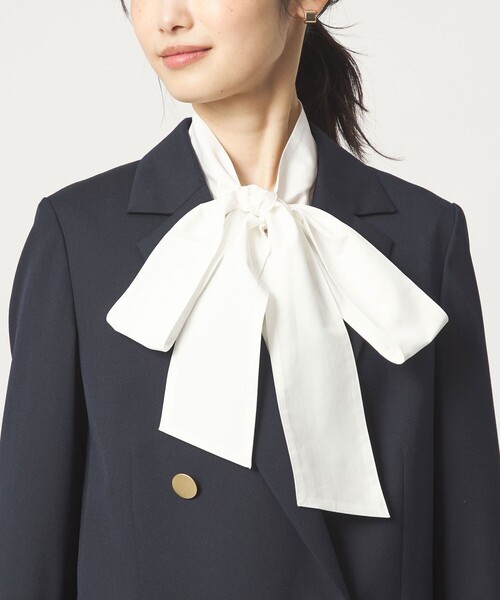 green label relaxing（グリーンレーベルリラクシング）の「［size SHORTあり］ボウタイ ギャザー ブラウス（シャツ/ブラウス・レディース・ホワイト/ライトブルー・SHORT/FREE）」の3枚目の写真