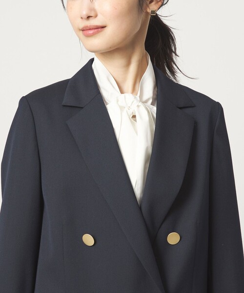 green label relaxing（グリーンレーベルリラクシング）の「［size SHORTあり］ボウタイ ギャザー ブラウス（シャツ/ブラウス・レディース・ホワイト/ライトブルー・SHORT/FREE）」の4枚目の写真