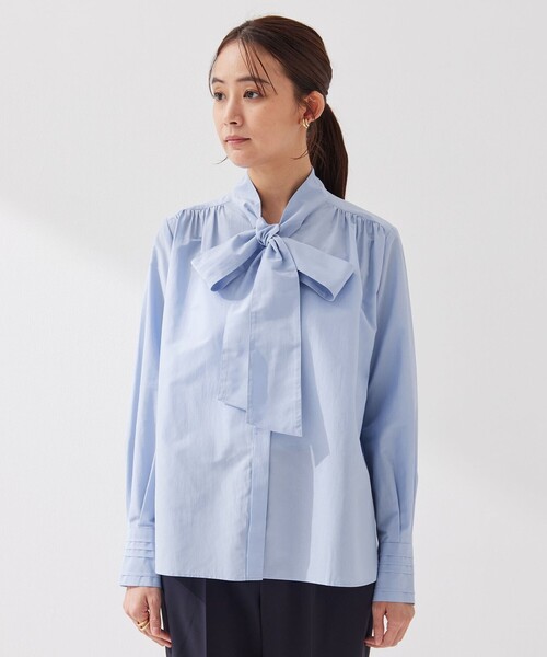 green label relaxing（グリーンレーベルリラクシング）の「［size SHORTあり］ボウタイ ギャザー ブラウス（シャツ/ブラウス・レディース・ホワイト/ライトブルー・SHORT/FREE）」の20枚目の写真