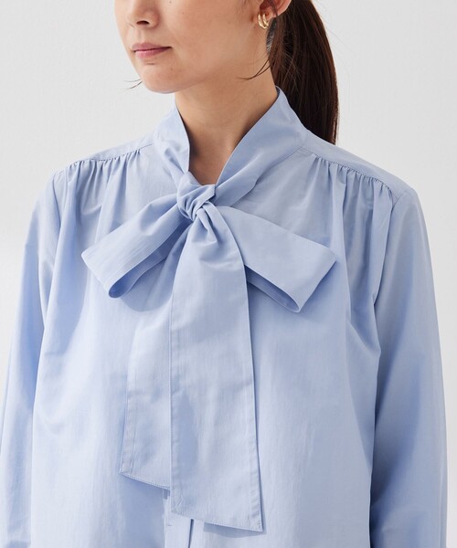green label relaxing（グリーンレーベルリラクシング）の「［size SHORTあり］ボウタイ ギャザー ブラウス（シャツ/ブラウス・レディース・ホワイト/ライトブルー・SHORT/FREE）」の17枚目の写真