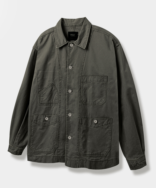 セール】フレンチワークジャケット_コットンチャコールグレー（デニム