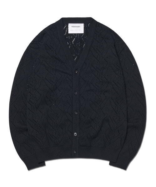 NOMANUAL(NOMANUAL)の「T.B PUNCHING KNIT CARDIGAN - BLACK(カーディガン/ボレロ・レディース・その他・SMALL/MEDIUM/LARGE)」の1枚目の写真
