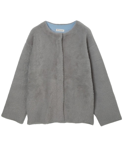 TOKYO SHIRTS（トウキョウシャツ）の「Wフェイス ニット ジャケット（ノーカラージャケット・レディース・グレー/ネイビー・M/L）」の5枚目の写真