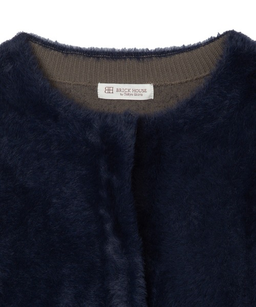 TOKYO SHIRTS（トウキョウシャツ）の「Wフェイス ニット ジャケット（ノーカラージャケット・レディース・グレー/ネイビー・M/L）」の15枚目の写真