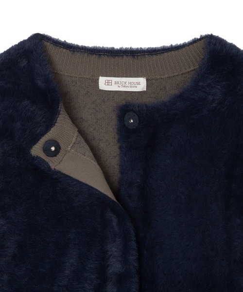 TOKYO SHIRTS（トウキョウシャツ）の「Wフェイス ニット ジャケット（ノーカラージャケット・レディース・グレー/ネイビー・M/L）」の16枚目の写真