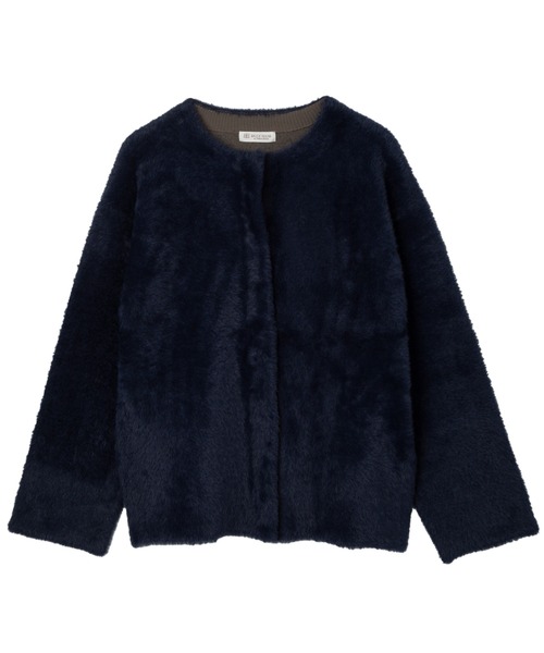 TOKYO SHIRTS（トウキョウシャツ）の「Wフェイス ニット ジャケット（ノーカラージャケット・レディース・グレー/ネイビー・M/L）」の13枚目の写真