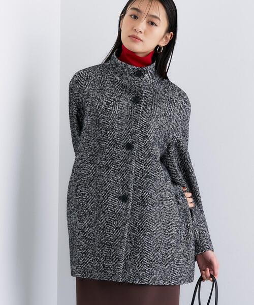 INDIVI（インディヴィ）の「【日本製／ミドル丈】スタンドカラーミドルコート（その他アウター・レディース・ネイビー/ライトグリーン/ブラック系3/アイボリー系8/ダークブラウン系8・03/05/13/15 /19/36/38/40）」の2枚目の写真