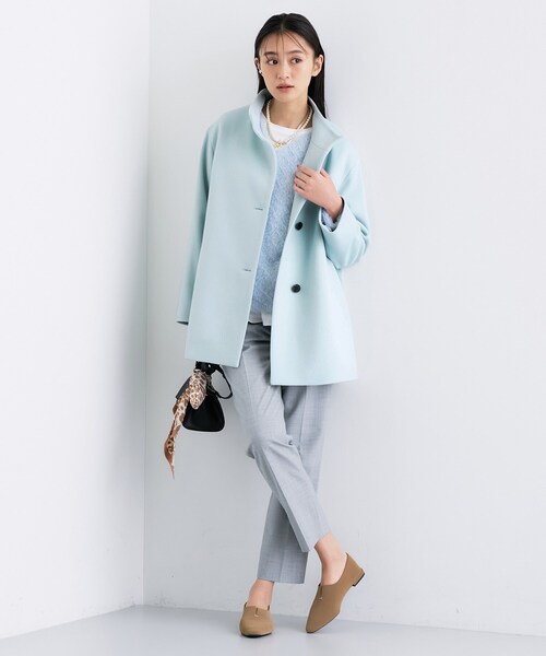 セール】【日本製／ミドル丈】スタンドカラーミドルコート（その他