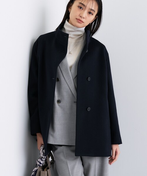 セール】【日本製／ミドル丈】スタンドカラーミドルコート（その他