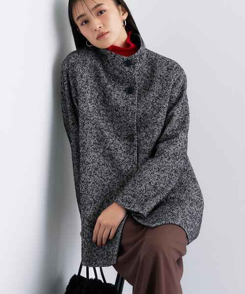 INDIVI（インディヴィ）の「【日本製／ミドル丈】スタンドカラーミドルコート（その他アウター・レディース・ネイビー/ライトグリーン/ブラック系3/アイボリー系8/ダークブラウン系8・03/05/13/15 /19/36/38/40）」の14枚目の写真