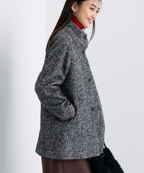 日本製／ミドル丈】スタンドカラーミドルコート（その他アウター