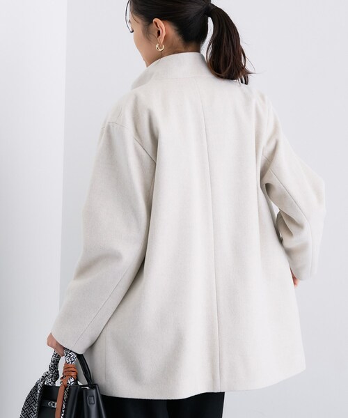 【新品未使用】INDIVIサイズ44スタンドカラーコート 日本製／ミドル丈】スタンドカラーミドルコート（その他アウター