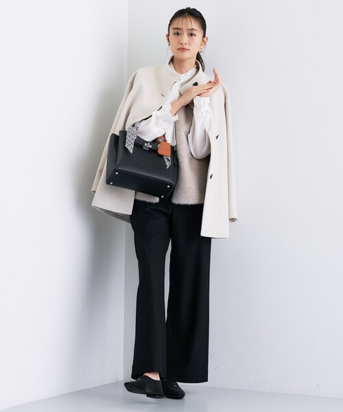 【新品未使用】INDIVIサイズ44スタンドカラーコート 日本製／ミドル丈】スタンドカラーミドルコート（その他アウター