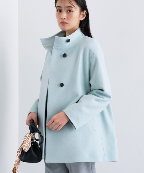 セール】【日本製／ミドル丈】スタンドカラーミドルコート（その他