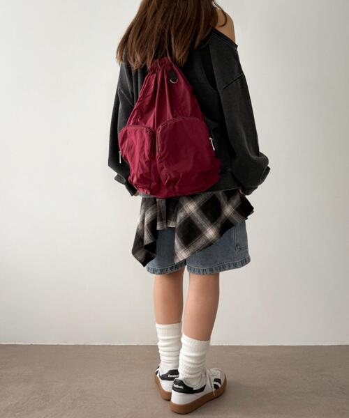 WEGO（ウィゴー）の「WEGO/ポケットデザインナップサック（バックパック/リュック・レディース・グレー/ブラック/ワイン・FREE）」の7枚目の写真