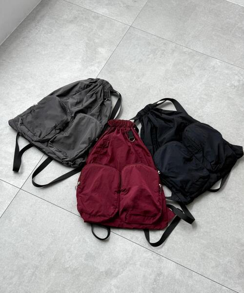 WEGO（ウィゴー）の「WEGO/ポケットデザインナップサック（バックパック/リュック・レディース・グレー/ブラック/ワイン・FREE）」の10枚目の写真