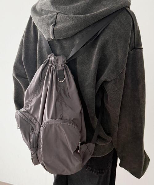 WEGO（ウィゴー）の「WEGO/ポケットデザインナップサック（バックパック/リュック・レディース・グレー/ブラック/ワイン・FREE）」の12枚目の写真