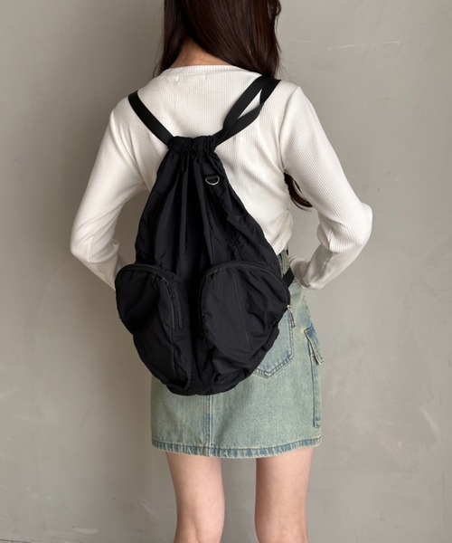 WEGO（ウィゴー）の「WEGO/ポケットデザインナップサック（バックパック/リュック・レディース・グレー/ブラック/ワイン・FREE）」の21枚目の写真