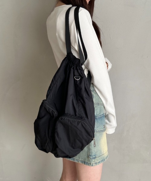 WEGO（ウィゴー）の「WEGO/ポケットデザインナップサック（バックパック/リュック・レディース・グレー/ブラック/ワイン・FREE）」の22枚目の写真