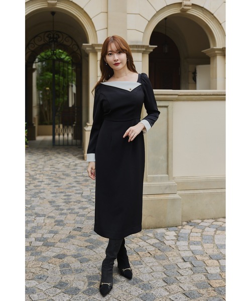 Asymmetrical Collar Dress（ワンピース）｜Her lip to（ハーリップ
