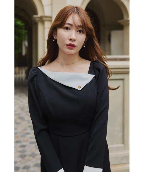 Asymmetrical Collar Dress（ワンピース）｜Her lip to（ハーリップ