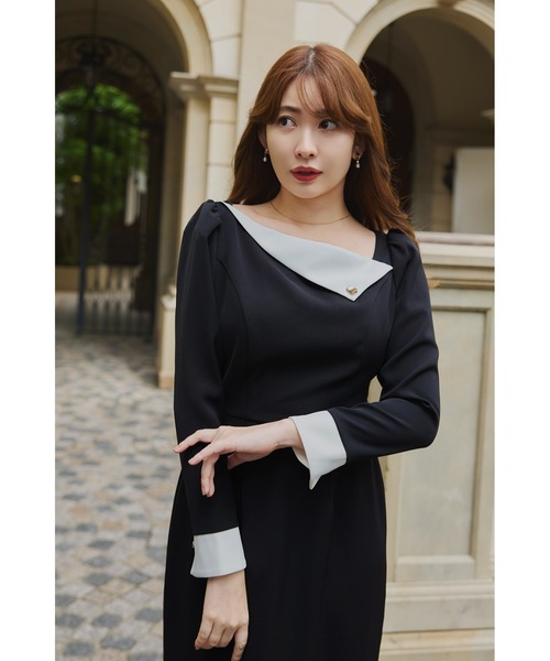 Asymmetrical Collar Dress（ワンピース）｜Her lip to（ハーリップ
