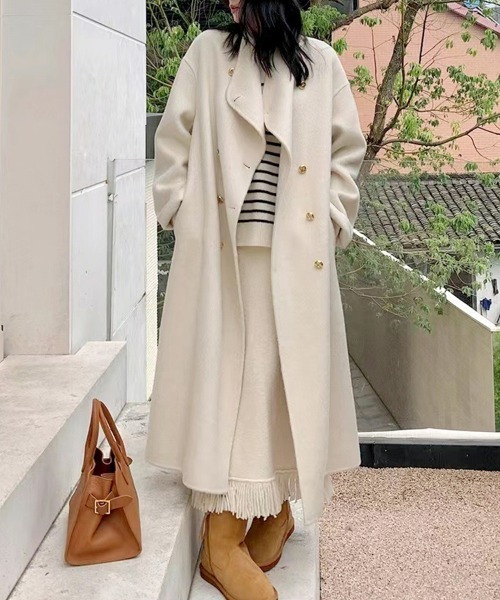 セール】テーラードカラーダブルボタンウールコート（チェスターコート