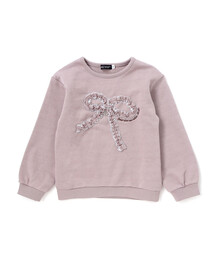 BeBe（ベベ）の「ラメフリルリボンモチーフトレーナー(90~160cm)（スウェット・キッズ）」