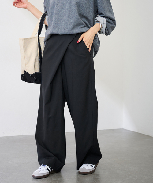 FRAMeWORK(フレームワーク)の「TWラップパンツ(スラックス・レディース・チャコールグレー/ブラック・36/38)」の1枚目の写真