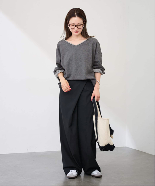 FRAMeWORK(フレームワーク)の「TWラップパンツ(スラックス・レディース・チャコールグレー/ブラック・36/38)」の3枚目の写真