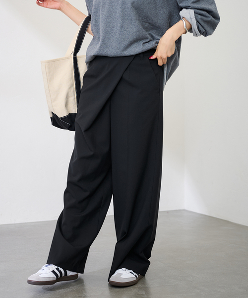 FRAMeWORK(フレームワーク)の「TWラップパンツ(スラックス・レディース・チャコールグレー/ブラック・36/38)」の7枚目の写真