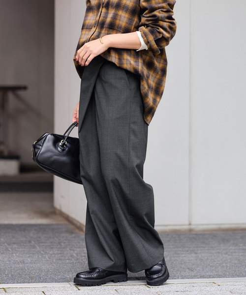 FRAMeWORK(フレームワーク)の「TWラップパンツ(スラックス・レディース・チャコールグレー/ブラック・36/38)」の14枚目の写真