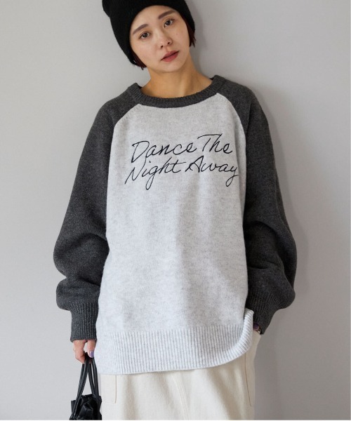 pocket(ポケット)の「配色ラグランロゴニットプルオーバー(ニット/セーター・レディース・ネイビー/グリーン/チャコールグレー・FREE)」の2枚目の写真