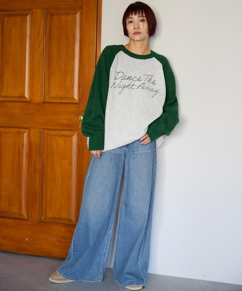 pocket(ポケット)の「配色ラグランロゴニットプルオーバー(ニット/セーター・レディース・ネイビー/グリーン/チャコールグレー・FREE)」の19枚目の写真