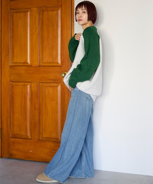 pocket(ポケット)の「配色ラグランロゴニットプルオーバー(ニット/セーター・レディース・ネイビー/グリーン/チャコールグレー・FREE)」の20枚目の写真