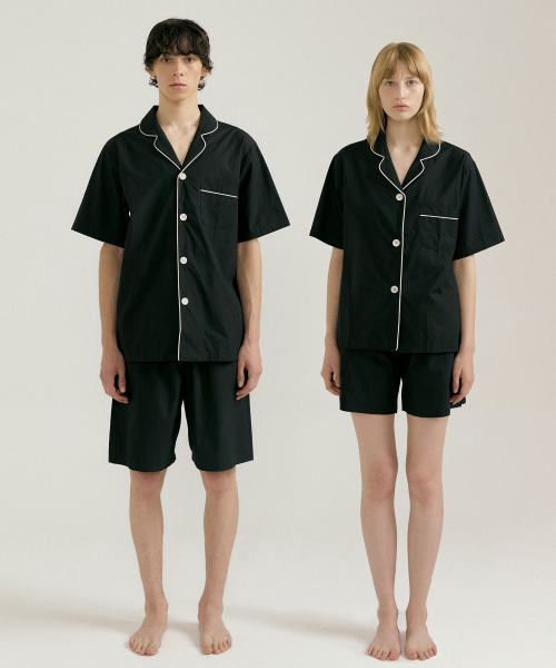 (couple) Aurora Short Pajama Set - Black