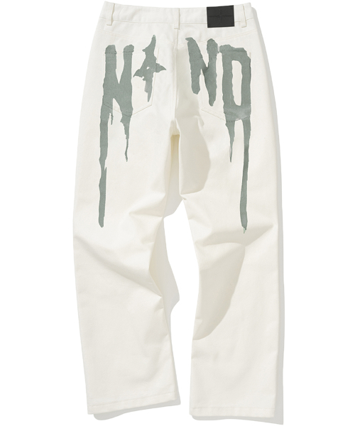 NOT4NERD（ノットフォーナード）の「N4ND Drip Logo Denim Pants - White（デニムパンツ・レディース・その他・LARGE/X-LARGE/MEDIUM）」の3枚目の写真