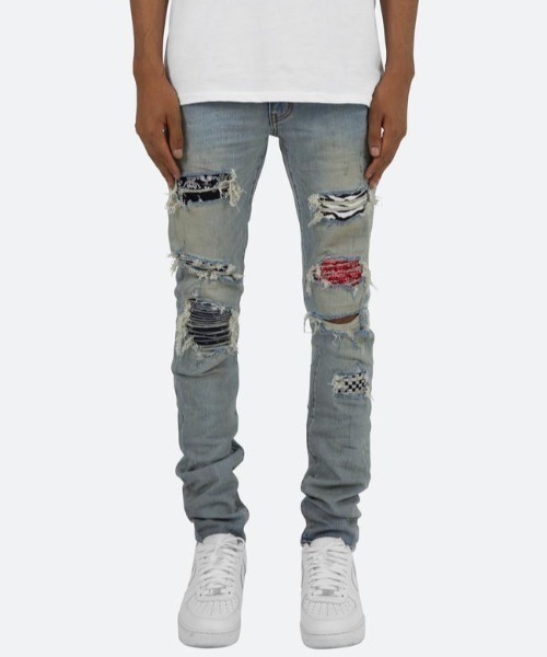 mnml(ミニマル)の「mnml/ミニマル/リペアデニムパンツ/X214 STRETCH DENIM(M2020-D857)(デニムパンツ・メンズ・ブルー・34/28/29/30/32)」の2枚目の写真