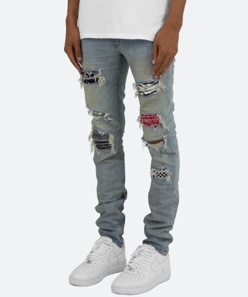 mnml(ミニマル)の「mnml/ミニマル/リペアデニムパンツ/X214 STRETCH DENIM(M2020-D857)(デニムパンツ・メンズ・ブルー・34/28/29/30/32)」の3枚目の写真
