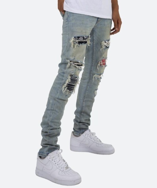 mnml(ミニマル)の「mnml/ミニマル/リペアデニムパンツ/X214 STRETCH DENIM(M2020-D857)(デニムパンツ・メンズ・ブルー・34/28/29/30/32)」の6枚目の写真