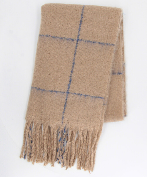 FREAK'S STORE(フリークスストア)の「ウインドウペン チェック柄 ボリューム マフラー(マフラー・メンズ・ブラック/ベージュ/ネイビー・ONE SIZE)」の7枚目の写真