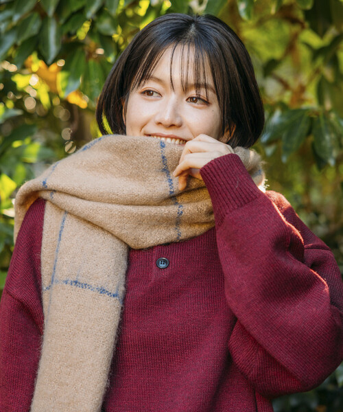 FREAK'S STORE(フリークスストア)の「ウインドウペン チェック柄 ボリューム マフラー(マフラー・メンズ・ブラック/ベージュ/ネイビー・ONE SIZE)」の14枚目の写真