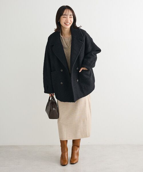 Green　Parks（グリーンパークス）の「SET2点ケーブルベスト+ニットワンピース（ワンピース・レディース・グレー/ベージュ・FREE）」の4枚目の写真