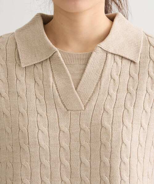 Green　Parks（グリーンパークス）の「SET2点ケーブルベスト+ニットワンピース（ワンピース・レディース・グレー/ベージュ・FREE）」の13枚目の写真