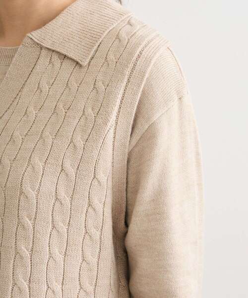 Green　Parks（グリーンパークス）の「SET2点ケーブルベスト+ニットワンピース（ワンピース・レディース・グレー/ベージュ・FREE）」の14枚目の写真