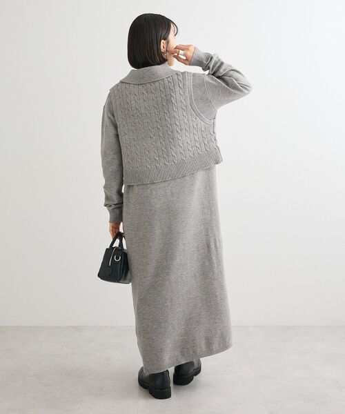 Green　Parks（グリーンパークス）の「SET2点ケーブルベスト+ニットワンピース（ワンピース・レディース・グレー/ベージュ・FREE）」の20枚目の写真