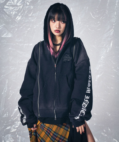 ASSEMBLY ZIP HOODIE BLACK（パーカー）｜SCHISM INDUCING（スキ
